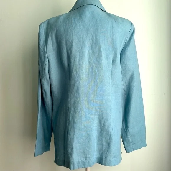 Elliott Lauren linen Blazer Jacket Size 8 seafoam blue unlined casual USA coat - Picture 5 of 11